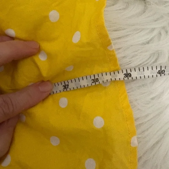 Venus Yellow Polka Dot Pinup Girl Halter Fit & Flare Dress - Picture 7 of 7